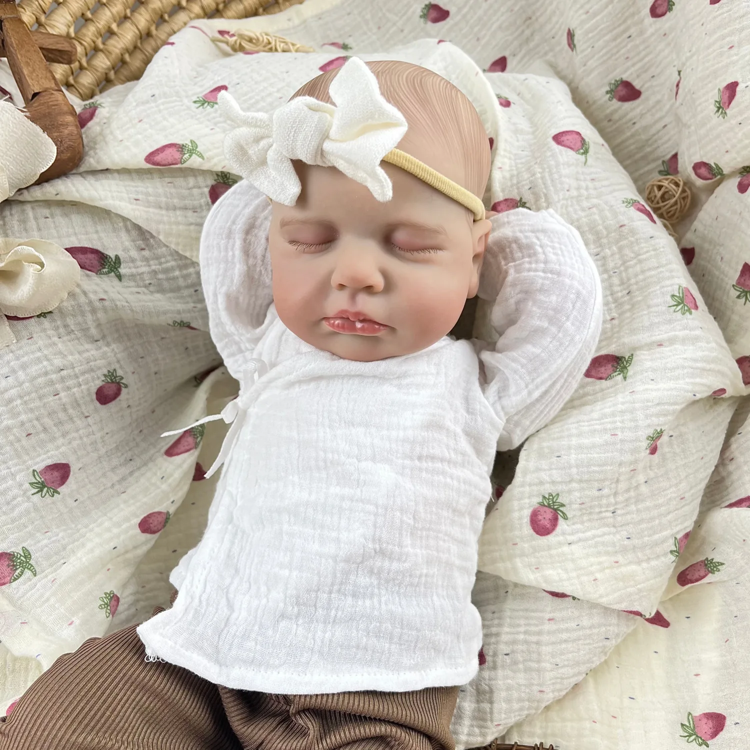 

Кукла BZDOLL 19 дюймов (48 см) «Спящий реборн» с тканевым телом, реалистичная, 3D-эффект кожи, модный подарок на день рождения для девочки