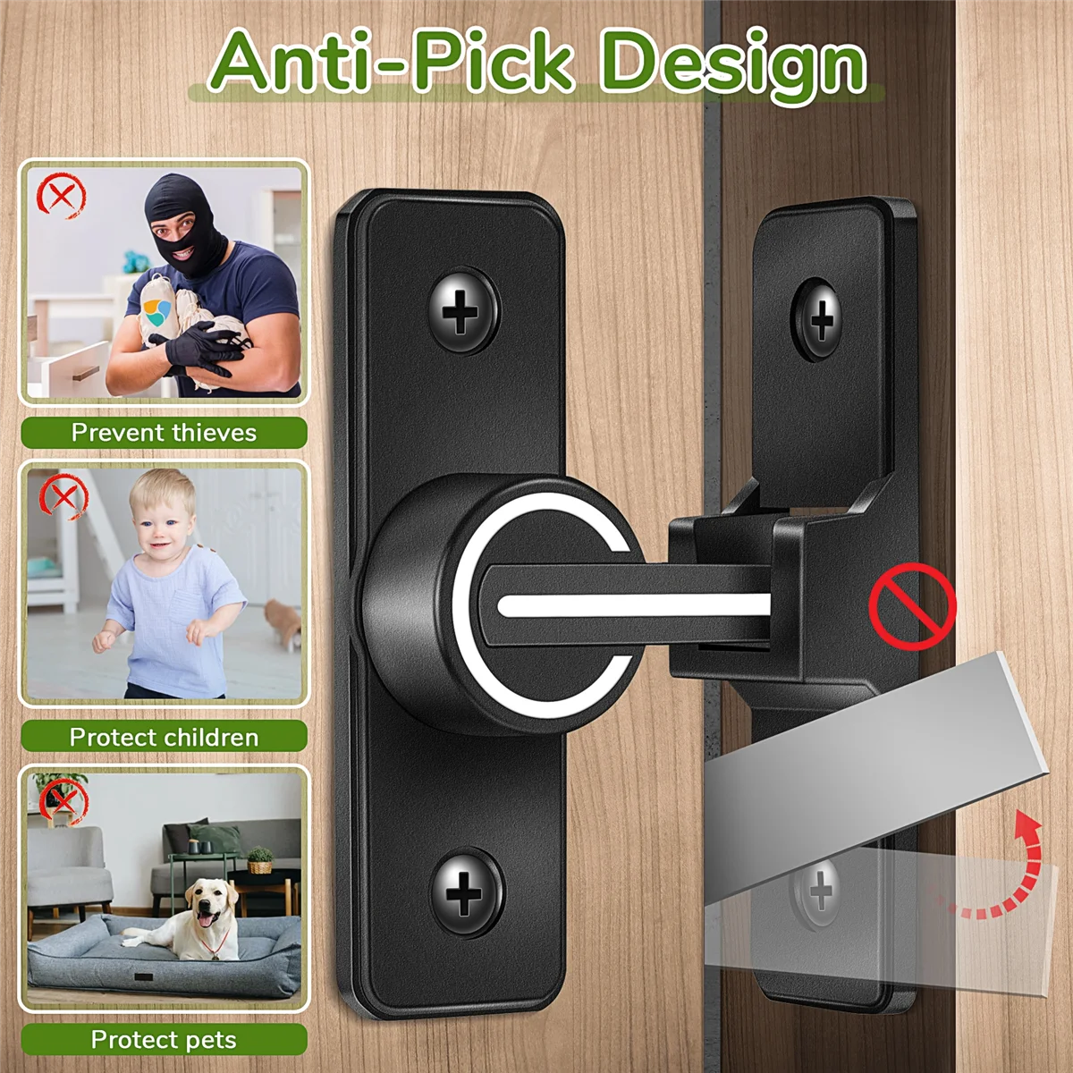 A56XA Barn Door Lock Hardware, 90 Degree Heavy Duty Gate Latches Flip Latch Safety Door Bolt Latch Lock 1 Pack