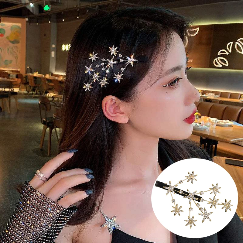 2022 Korea New Sweet Crystal Hair Clip Headwear For Women Fashion Girl Gold Color Hairgrip Hair Accessories Barrettes Side Clip