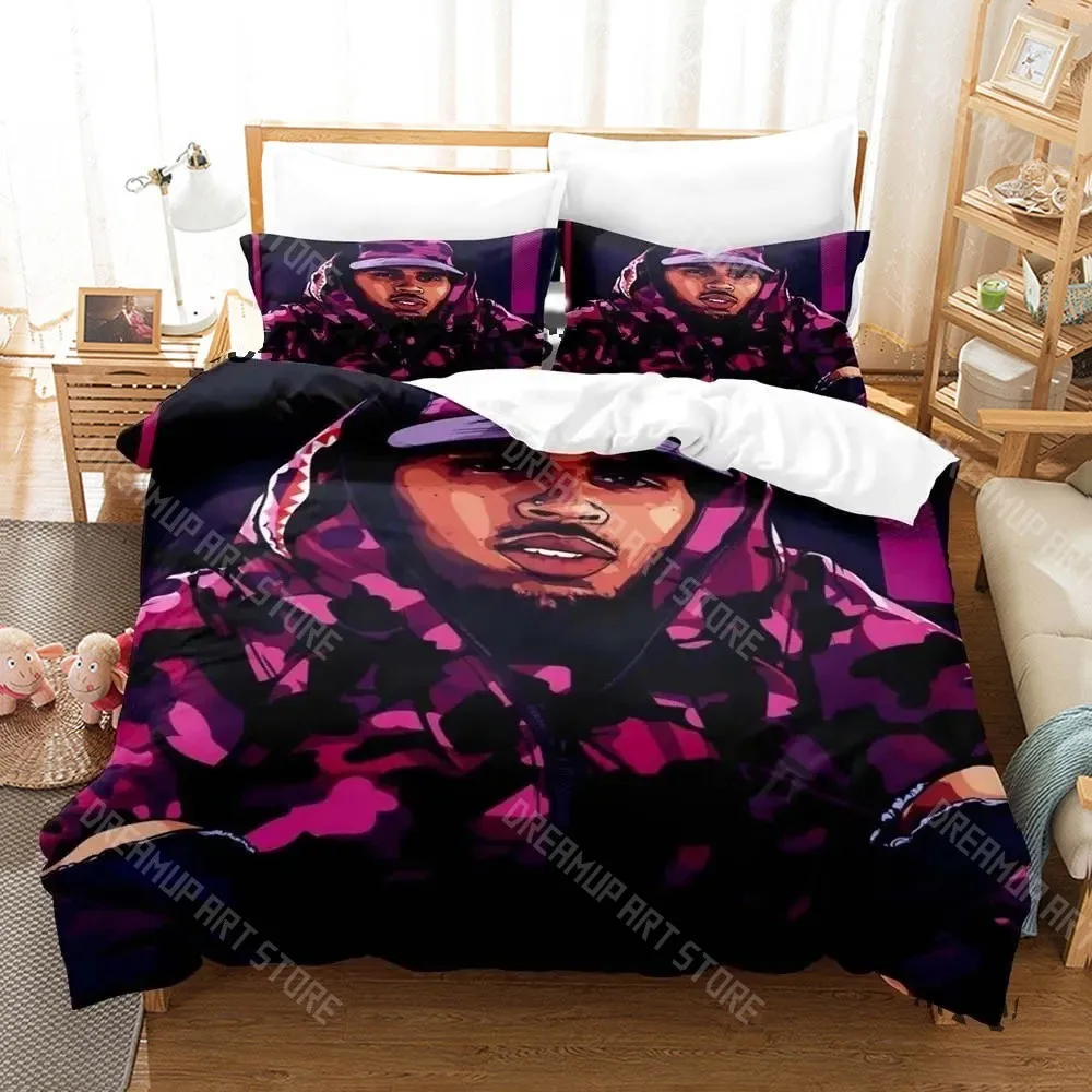 3D Printed Chris Brown Bedding Set for Boys Girls Duvet Cover Pillowcase Twin Queen King Full Single Double Sizes