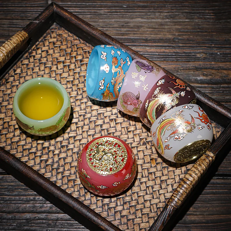 Gift boxed glass jade porcelain teacups personal master cup Kung Fu tea set drink teacups tea cups tea cups gifts. 5