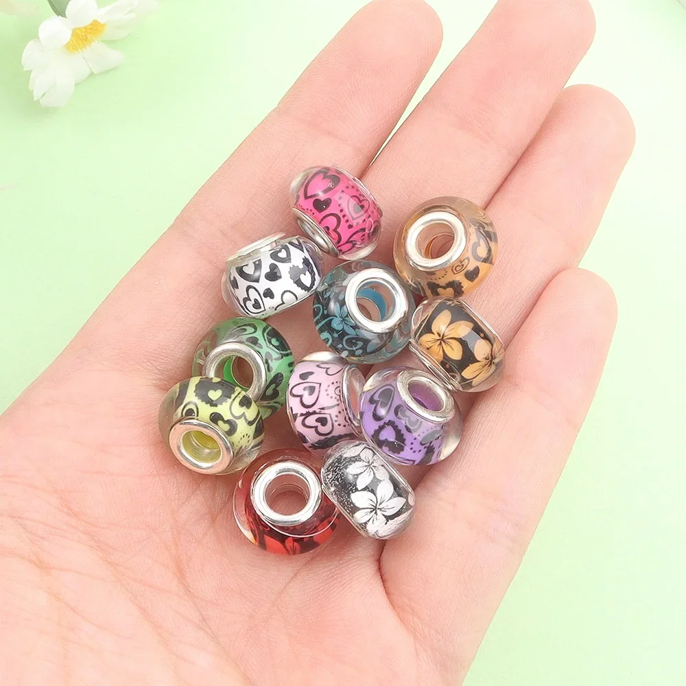 7/16/26pcs Multi-color Resin Oval Large Hole Beads,used for DIY Accessories, Halloween, Christmas, Thanksgiving Gift Accessories