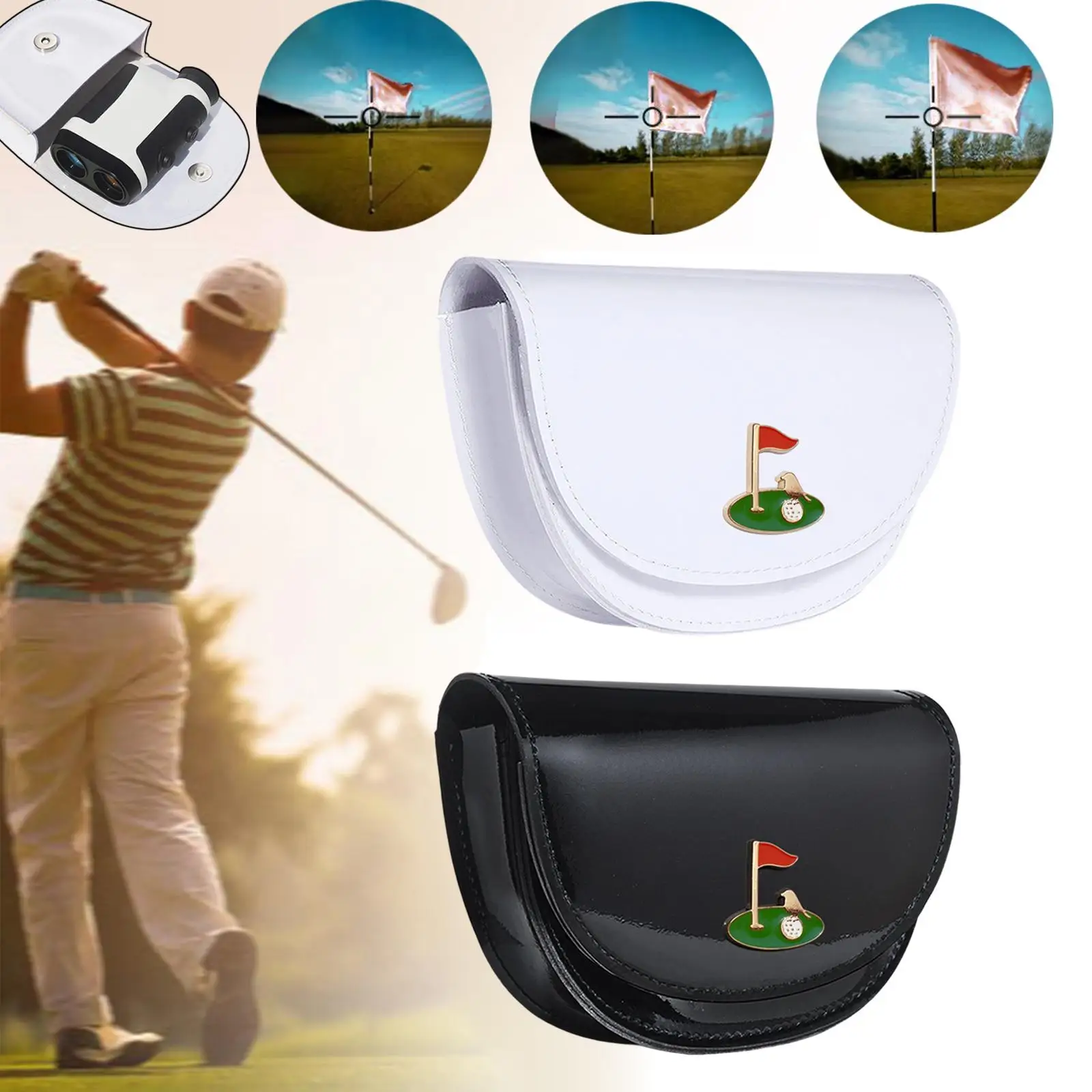 

Portable Golf Rangefinder Case Waterproof PU Leather Protective Waist Bag Compact Storage Pouch for Golfing