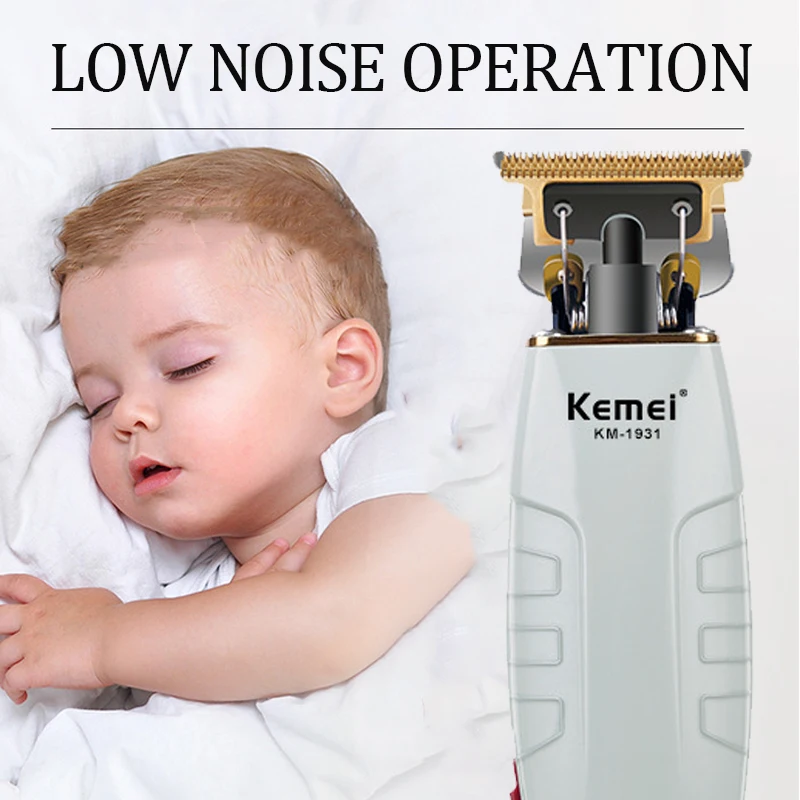 Kemei ที่ตัดผมผู้ชายแบบชาร์จไฟได้เครื่องเล็มหนวดตัดผมที่บ้านชุดดูแลช่างตัดผมกันน้ำ