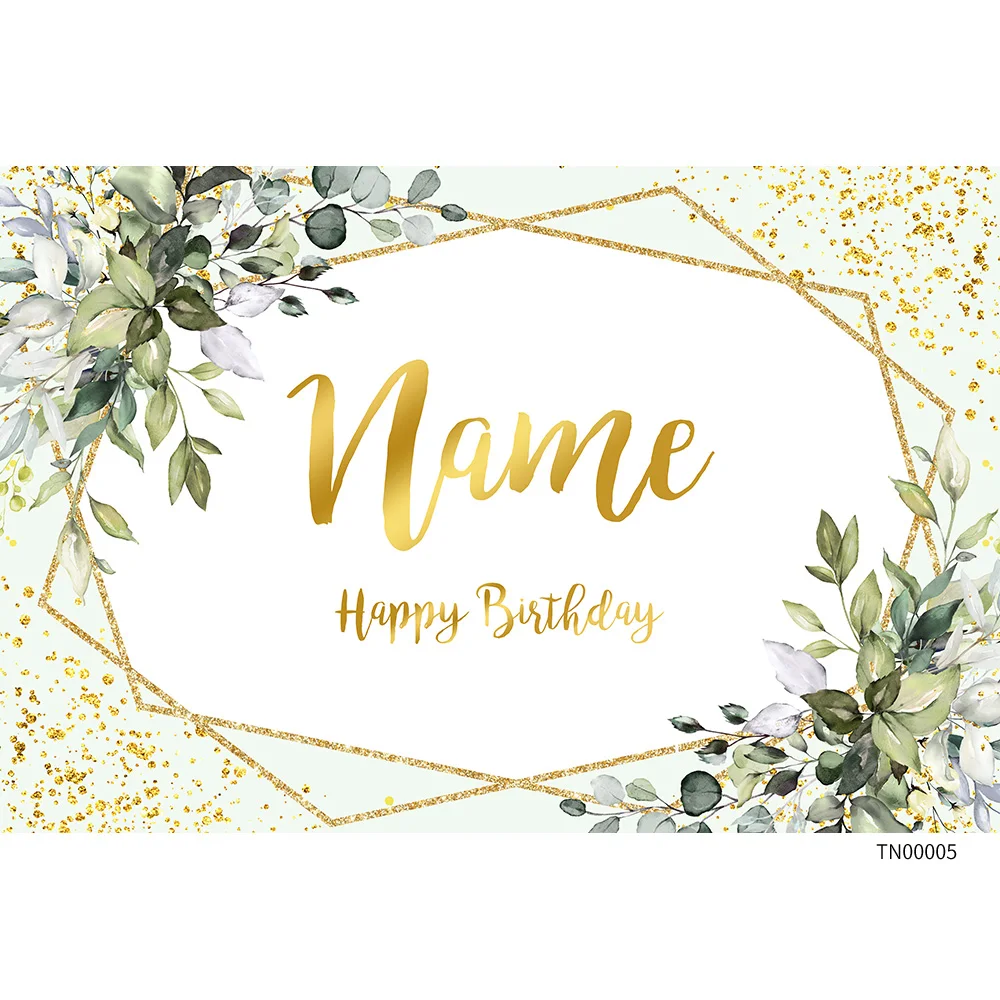 Custom Name Photo Tree Flower Gold Glitter Birthday Party Banner Backgrounds Baby Shower Bridal Wedding Diy Photography Backdrop