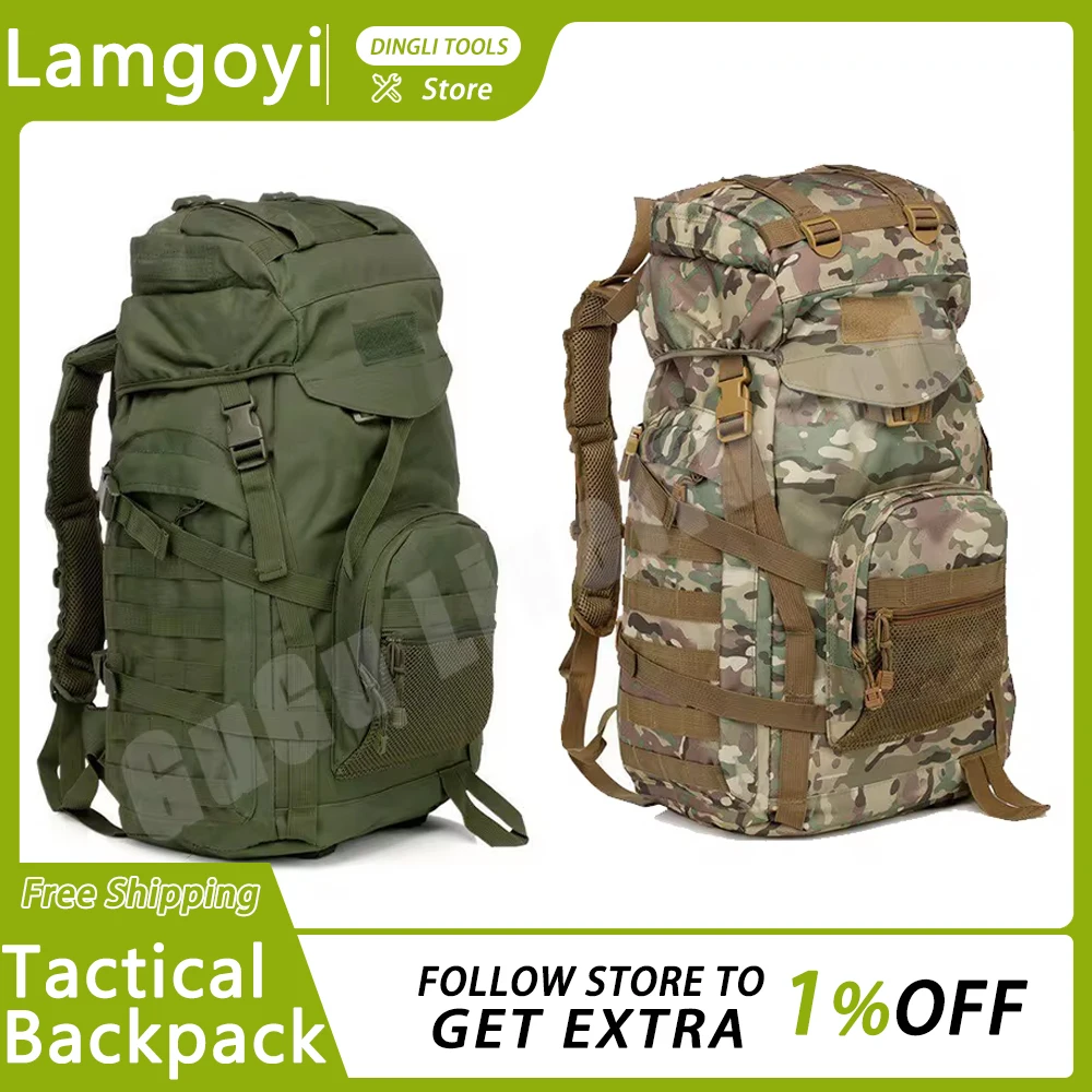 

Lamgoyi Ca026 Tactical Backpack Outdoor Survival Essentials Bag 50L High-Capacity Schoolbag Hiking Rucksack For Men And Women