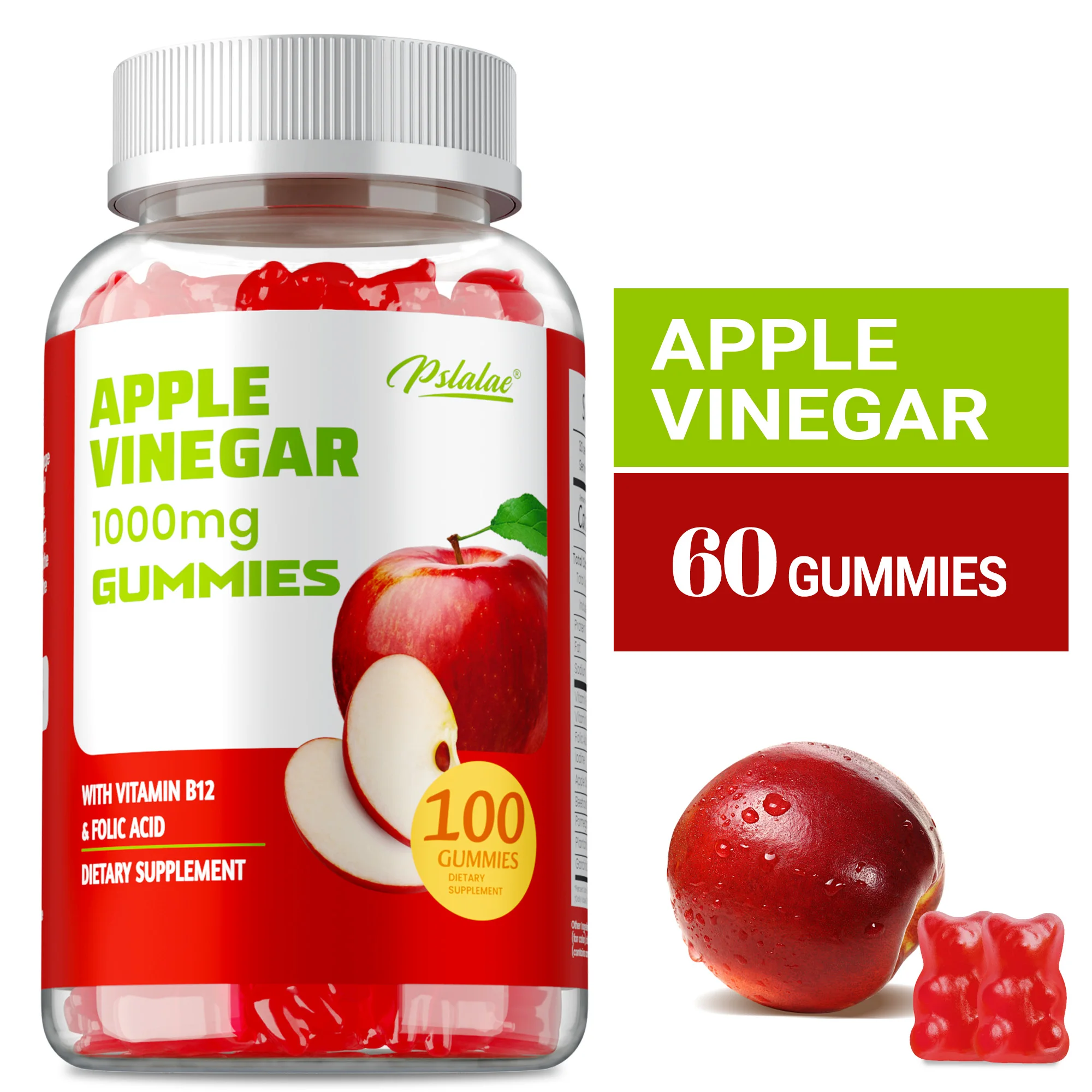 

Apple Cider Vinegar 1000mg Gummies - Naturally Cleansing, Boost Energy, Metabolism, Support Digestive Function and Immune Health