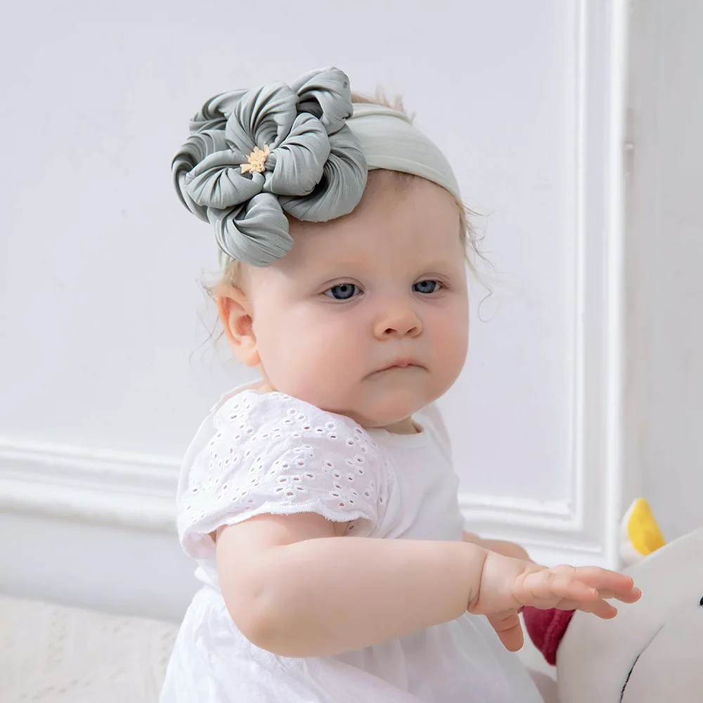 

Parent-child hair accessories nylon elastic baby headband baby wide headband flower children's headgear
