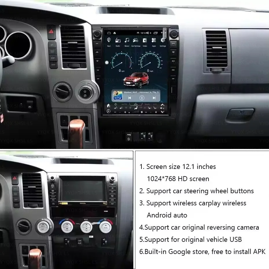 

Для Toyota Tundra 2007-2014 Android13 Carplay автомобильный GPS-навигатор авто радио стерео мультимедийный видеоплеер головное устройство