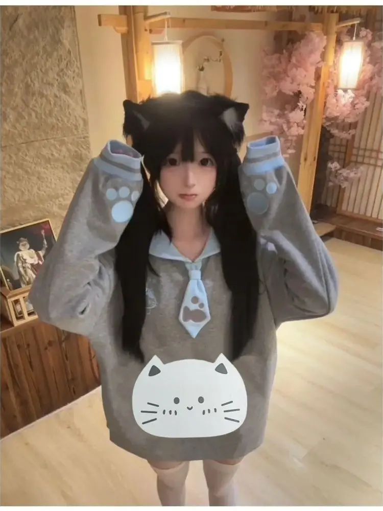 

Милый свитшот с вышивкой и воротником-стойкой, с длинными рукавами, в корейском стиле, для офиса, осенняя тонкая верхняя одежда для женщин