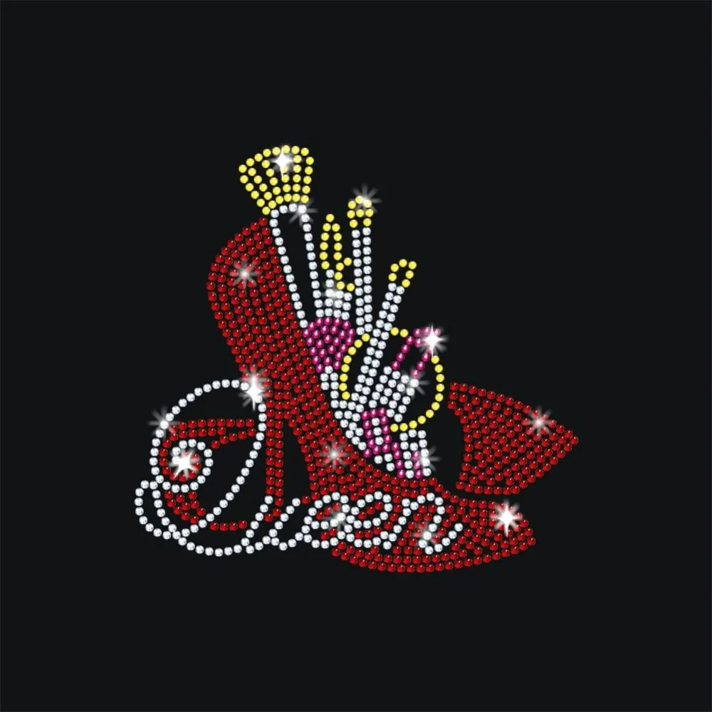 

High Heels and Cosmetics Iron on Rhinestones Transfer 11.7x8.3 Inch Heat Transfer Decal Bling Decals Heat Transfer