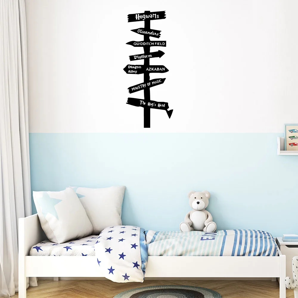 Cartoon Wonderland Frase Wall Stickers For Children Room Decor Self Adhesive Harry Road Signs Art Wallpaper Decal