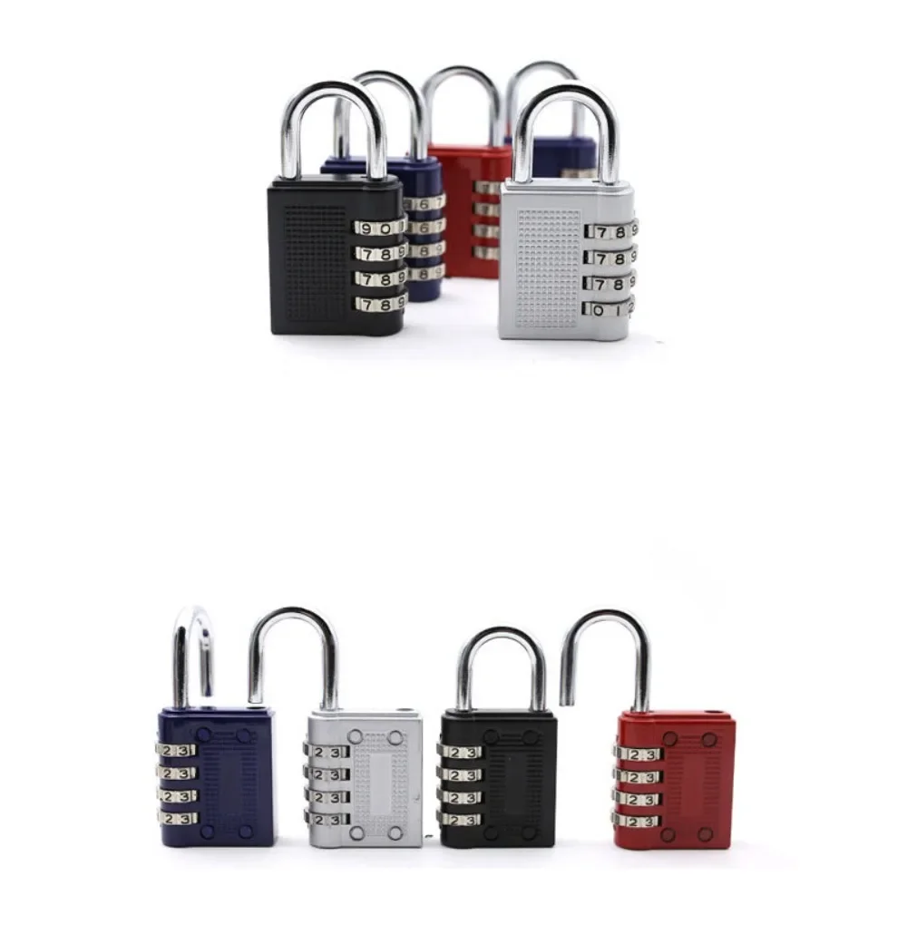 4 Digit Number Combination Padlock Long Shackle Padlock Outdoor Waterproof Lock Suitcase Luggage Security Coded Lock Door Lock