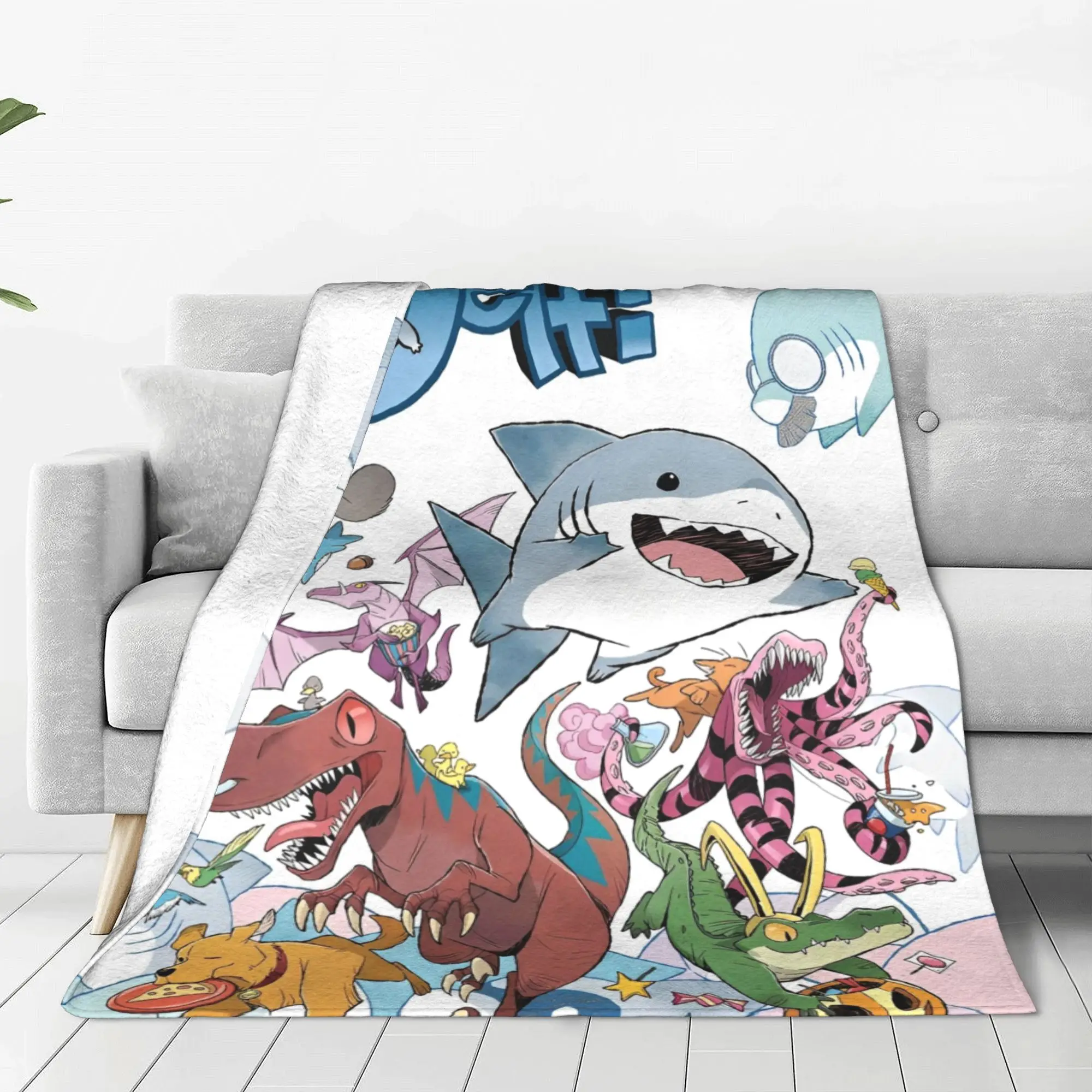 Marvel-Rivals Jeff the Land shark Blanket PVP Video Game Plush Awesome Warm Throw Blankets for Bedding Lounge All Season Car