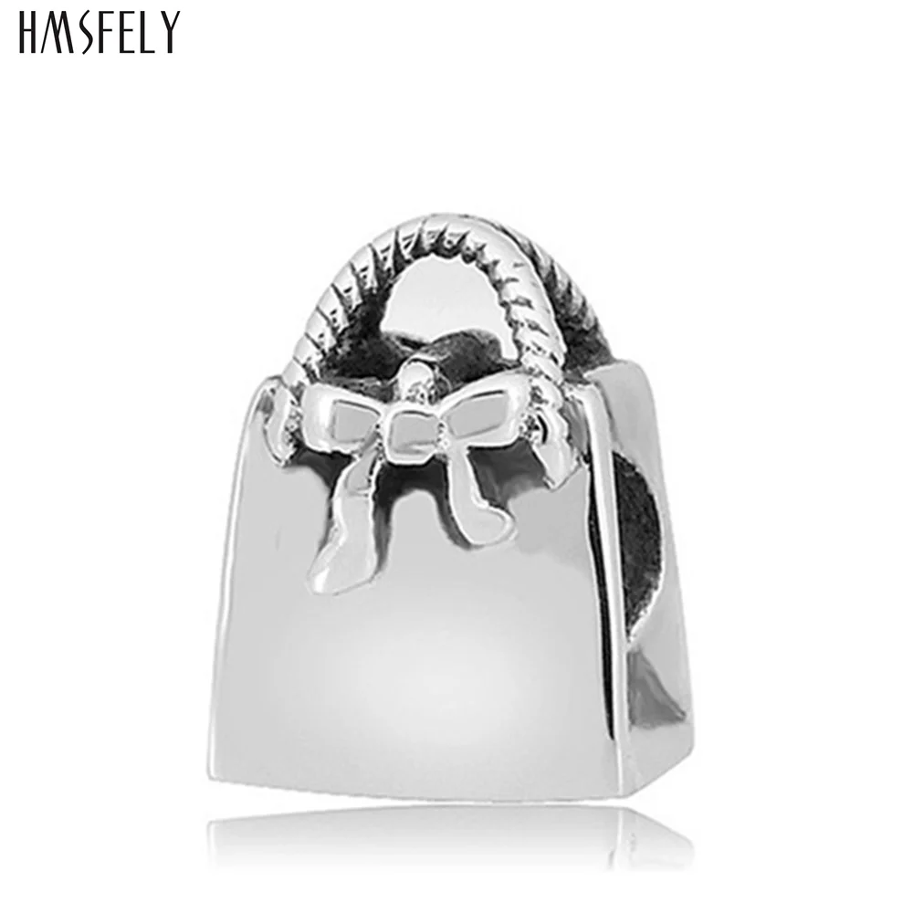 HMSFELY 316L Stainless Steel Charm Lady Bag Design Big Hole Beads For DIY Bracelets Necklace Jewelry Making Accessories Beads