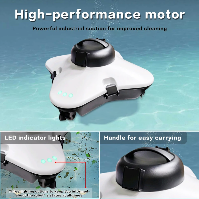 Cordless Robotic Pool Cleaner 150 Mins Long Runtime Automatic Wall Climbing Vacuum Brush Tool for Inground Swimming Pools view 4