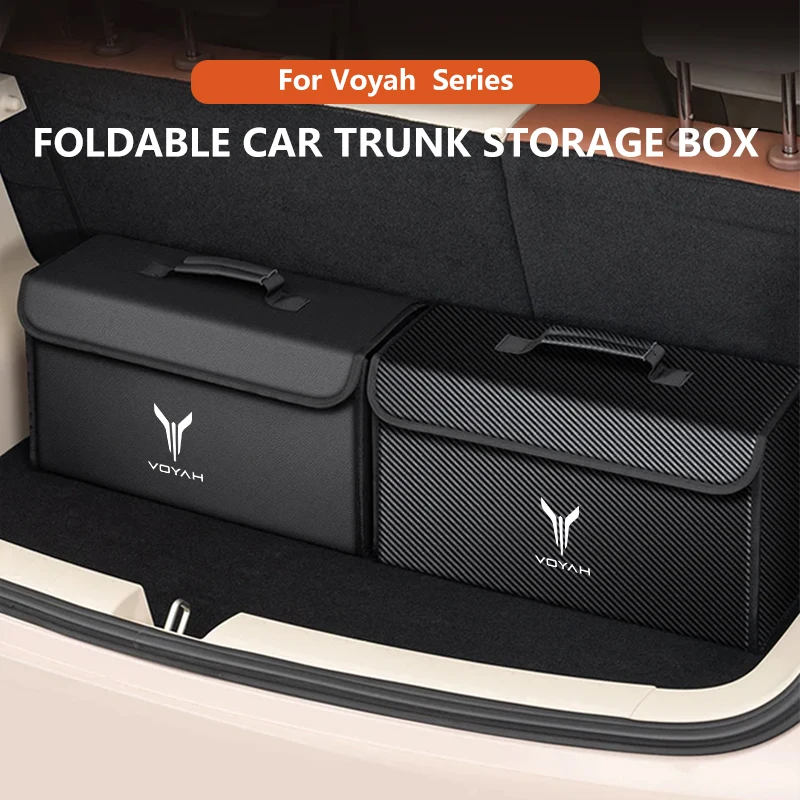 Auto-Leder-Kofferraum-Aufbewahrungsbox, faltbar, aus Kohlefaser, für Voyah Dreampower PHEV ILang Icozy Courage Free, Organizer-Tasche, Zubehör