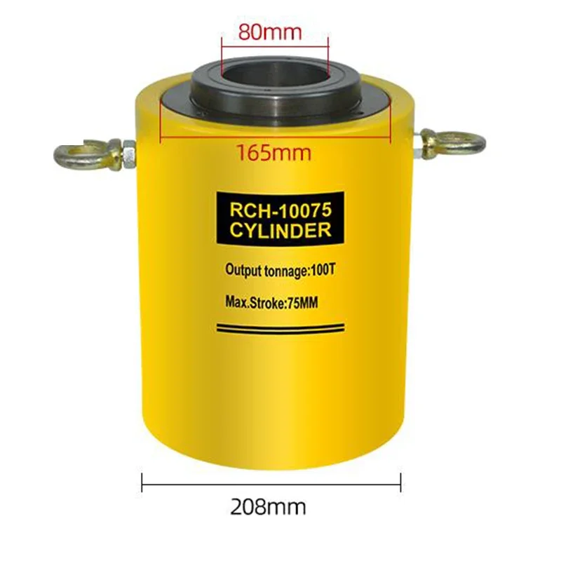 RCH-10075 100Ton High Tonnage Hollow Plunger Hydraulic Cylinder 75mm Stroke Single Acting Hydraulic Cylinders