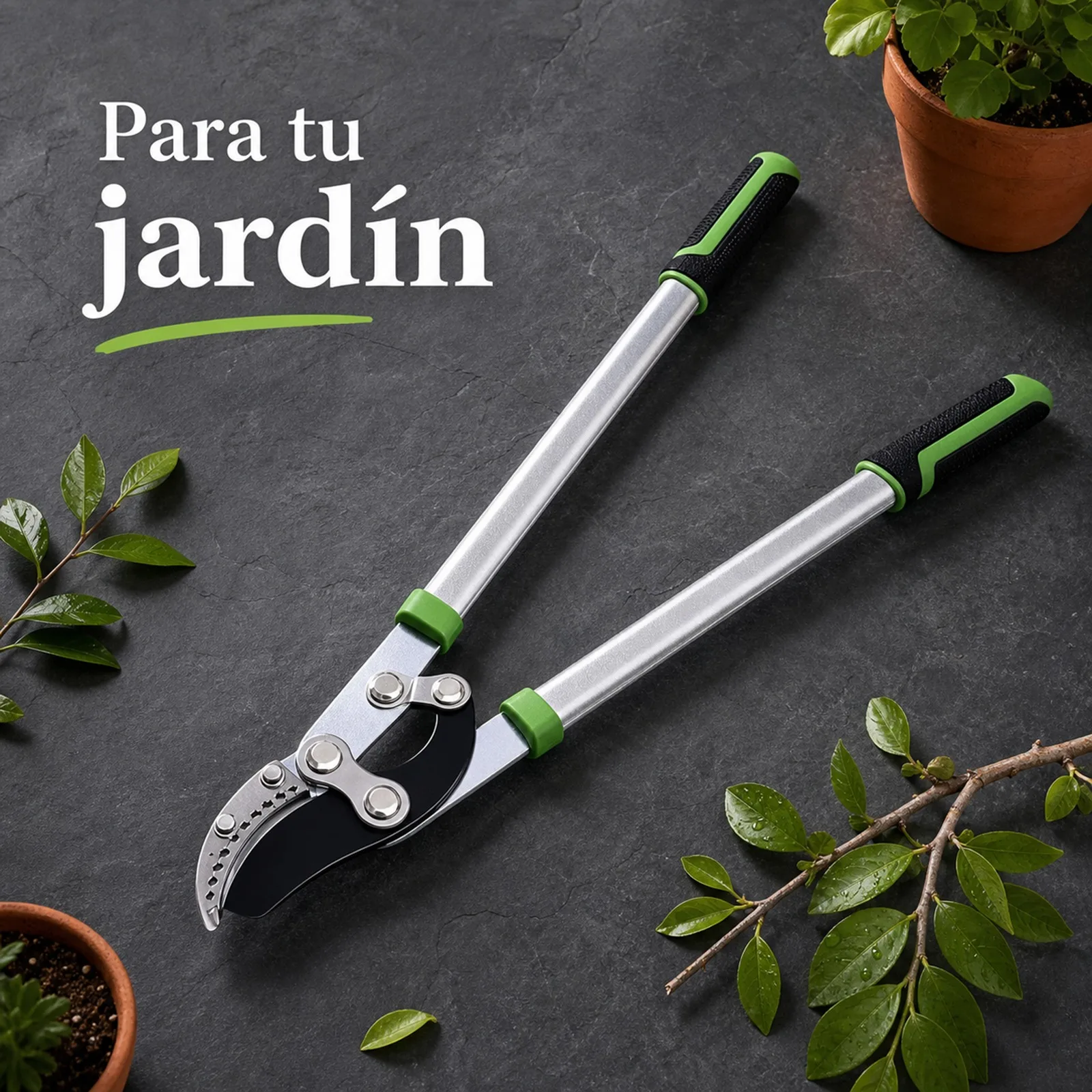 Sécateur professionnel de 75 cm avec lame en acier SK5 et poignée en carbone, coupe-branches bypass pour jardinage haute résistance avec poignée ergonomique antidérapante
