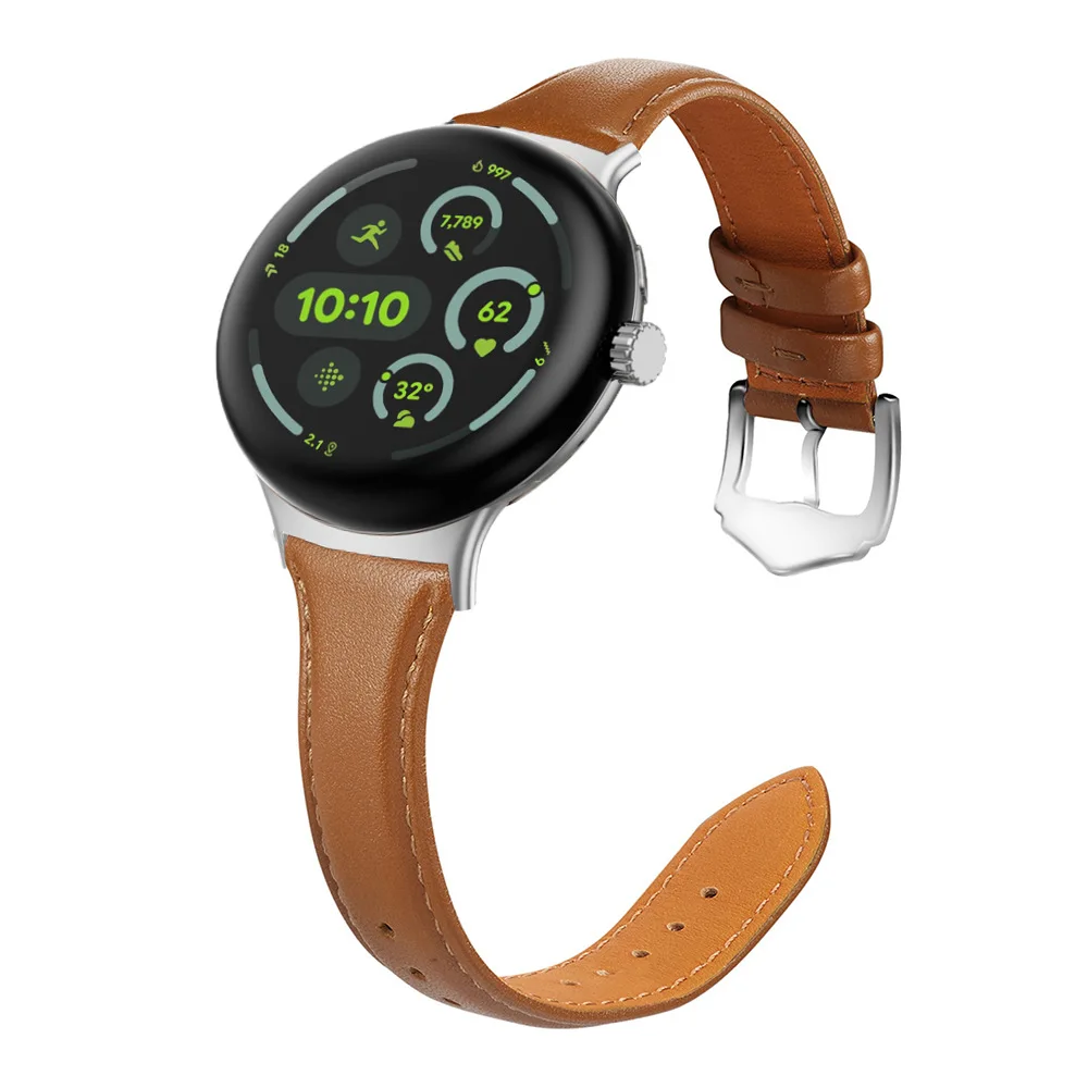 Genuine Leather Watch Strap for Google Pixel Watch Fashion Small Waist Leather Strap Water Drop Buckle