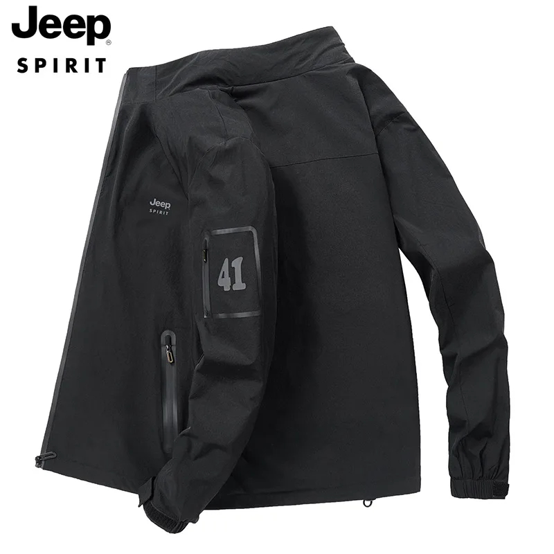 JEEP SPIRIT men jacket spring  autumn slim fit casual fashion high quality tooling stand collar coat top clothes