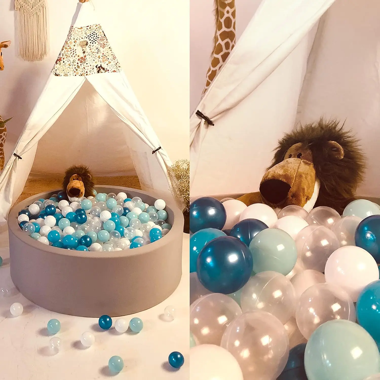 Bola pit bolas 50 pçs azul escuro + azul + verde + branco + claro jogar bolas de plástico para jogar tenda piscina playhouse cercadinho festa decoração