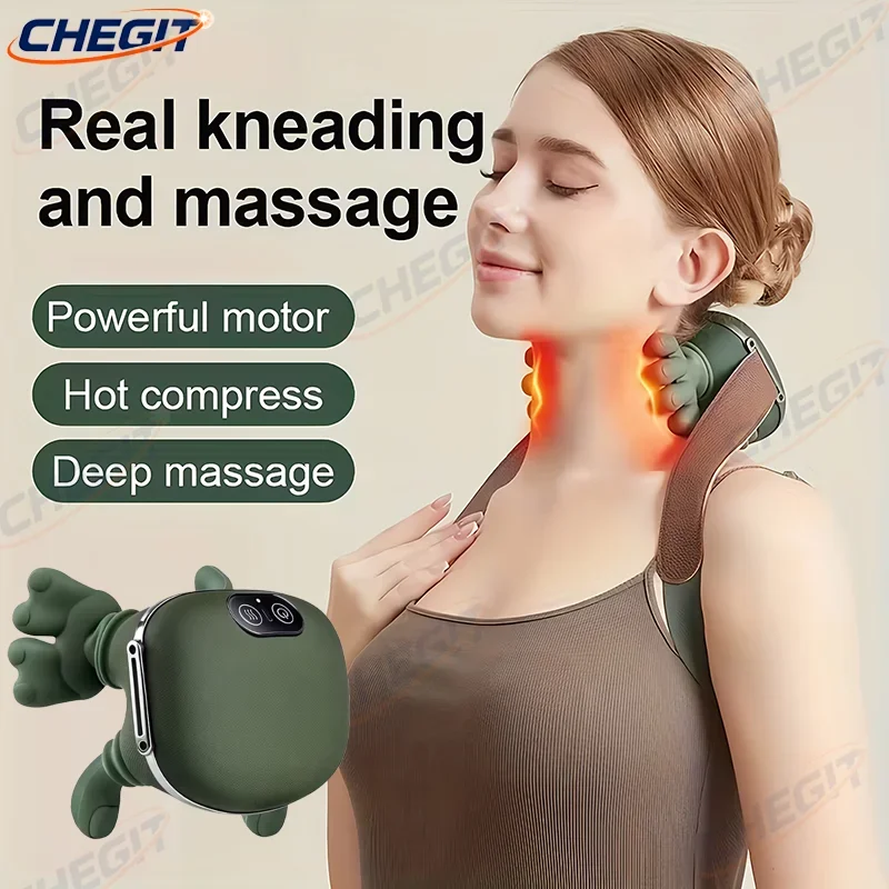 Elektrisches Nacken-Schulter-Massagegerät mit Wärme-Shiatsu und Knet-Tiefengewebemassage zur Schmerzlinderung, Muskelentspannung, Verwendung im Heimbüro