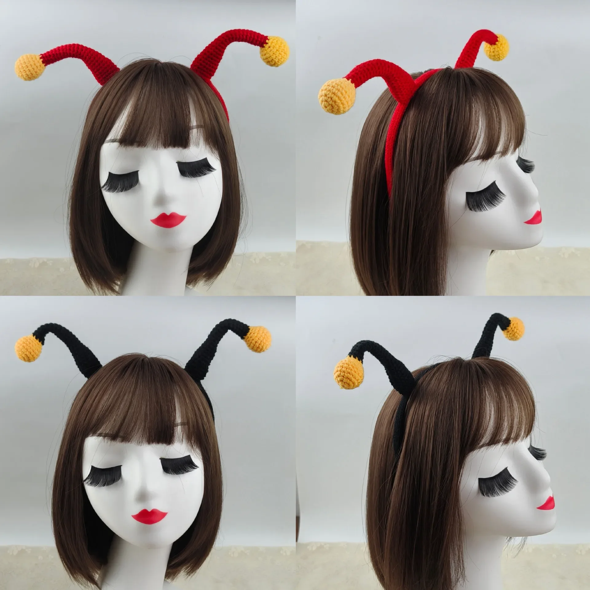 

10pcs Black White Clown Headband Plush Hat Halloween Costume Mardi Gras Carnival Costume Accessory Dress Up