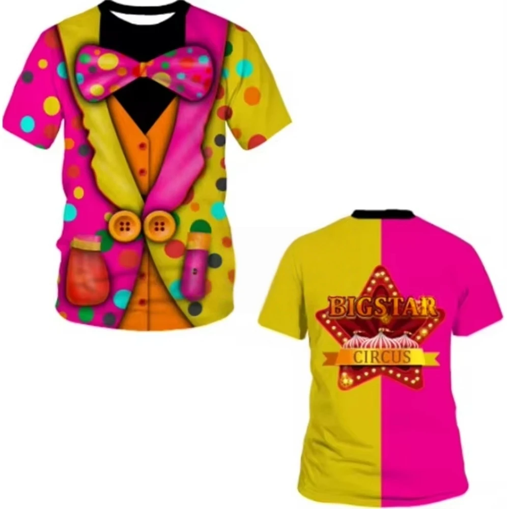 حفلة حمى تي شيرت رجالي شخصية الإبداعية هالوين تأثيري مهرج زي الرجال النساء قصيرة الأكمام ملابس للرجال أنيقة