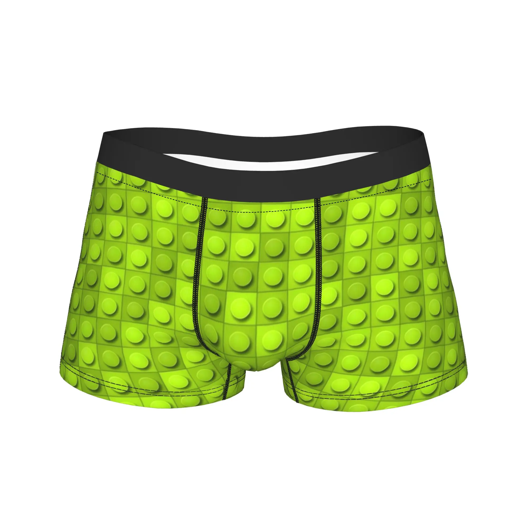 

Solid Lime Yellow Building Blocks Pattern Underwear Men Panties Printed Funny Trunk Hot Sale Shorts Briefs Plus Size 2XL