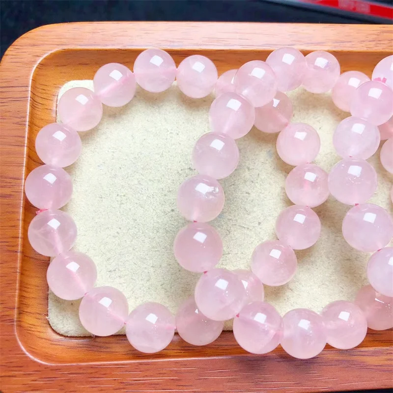 Natural Rose Quartz Bracelet Women Sweet Reiki Healing Energy Strand Bangles Jewelry Gift 1PCS 10/12MM