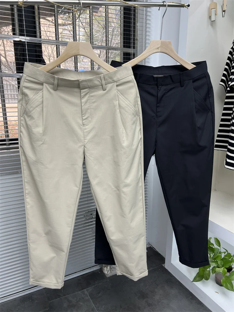 

Невобычные цветные манжеты, свободные мужские повседневные брюки, весенний сезон, прямые брюки с эластичной резинкой на талии, повседневная одежда
