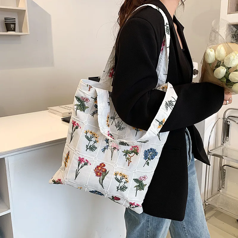 High Quality Women\'s Bags Embroidered Fashion Ladies Tote Bag Casual Female Hand Bag Designer Vintage Shoulder Handbag for Women