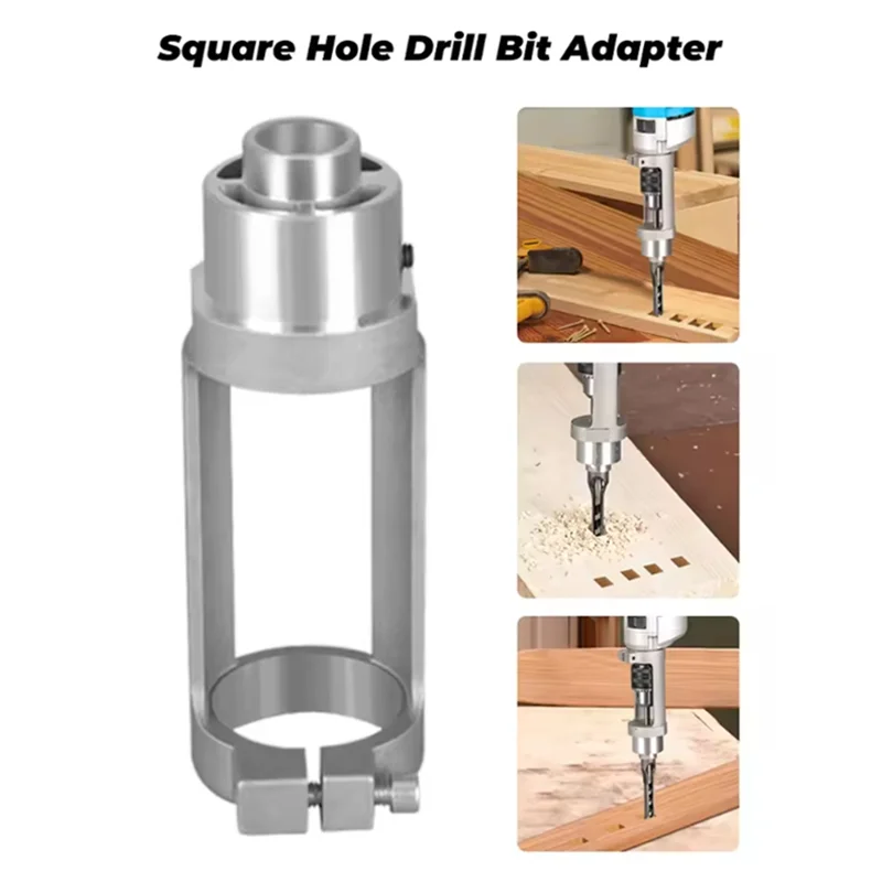 WORTHOWN-Square Hole مثقاب الخشب محول مثقاب الخشب شرائح تثبيت المهنية مرفق المشتركة بت لليد الحفر الكهربائية