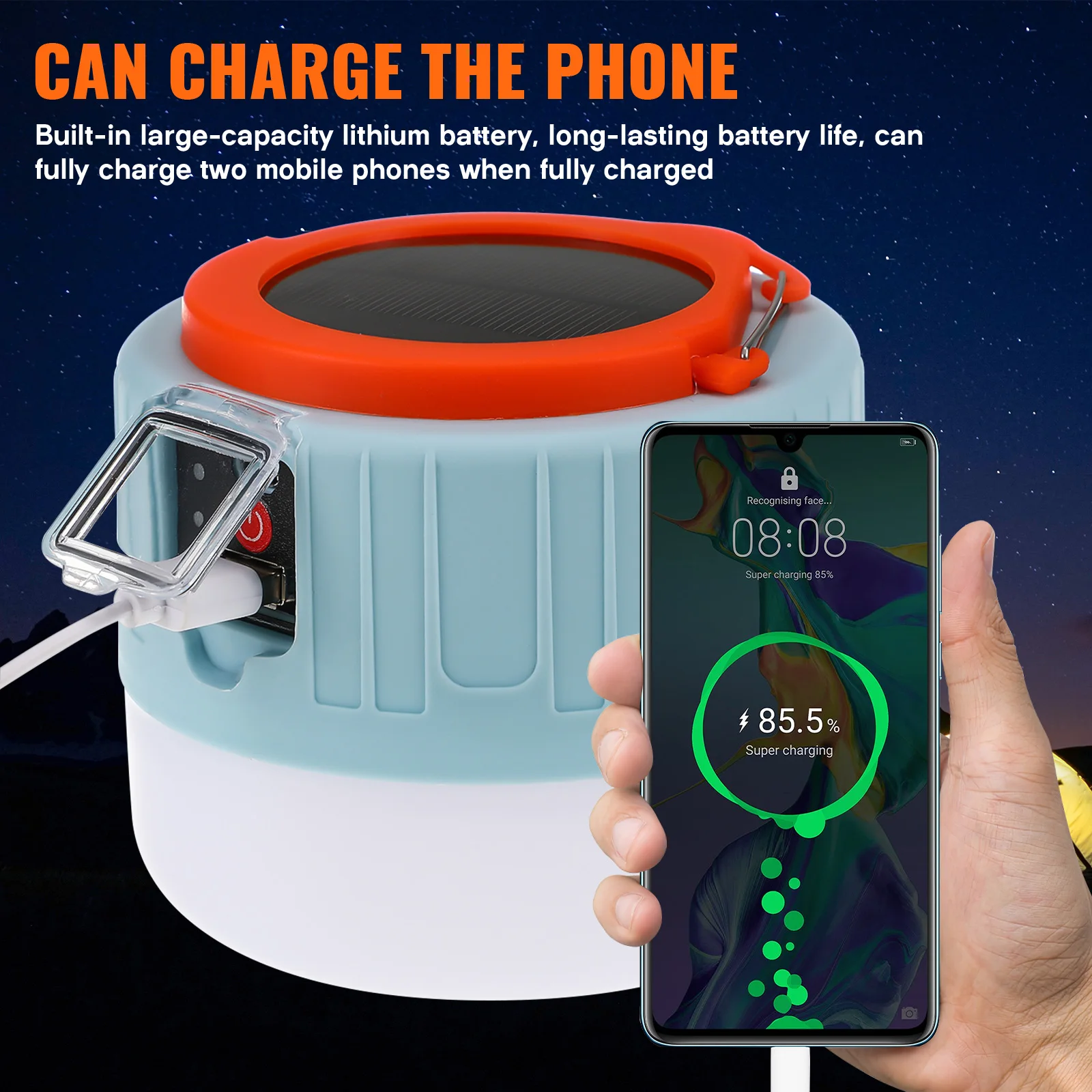 

Solar Camping Light ABS Tent Lantern Rechargeable USB Solar Powered Emergency Outdoor LED Hook Garden Hiking Portable Lighting
