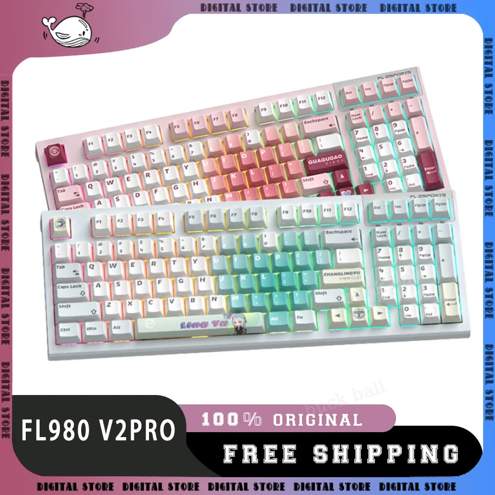 

FL980 V2 Pro Mechanical Keyboard 3Mode USB/2.4G/Bluetooth Wireless Keyboard 97keys Hot Swap Rgb Backlight Gaming Keyboards Gift