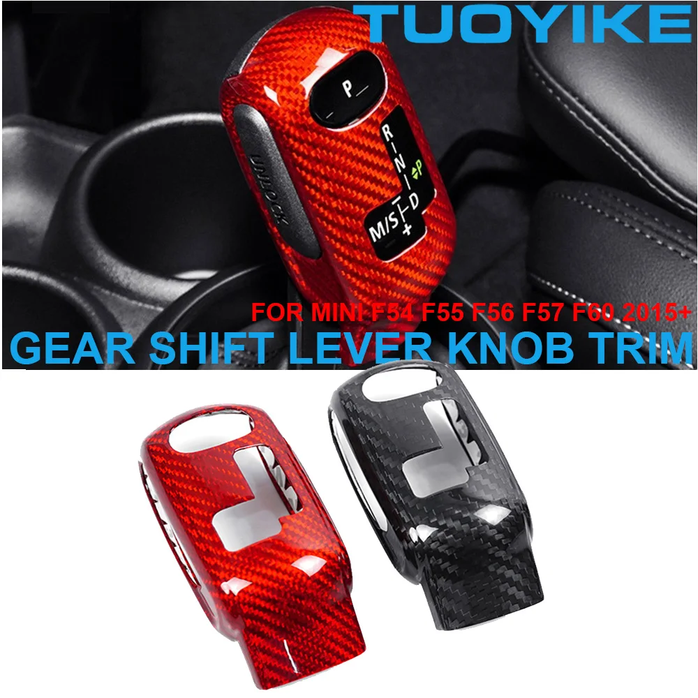 Car Real Dry Carbon Fiber Interior Console Gear Shift Lever Knob Trim Cover For BMW Mini F-Series F54 F55 F56 F57 F60 2015-Up