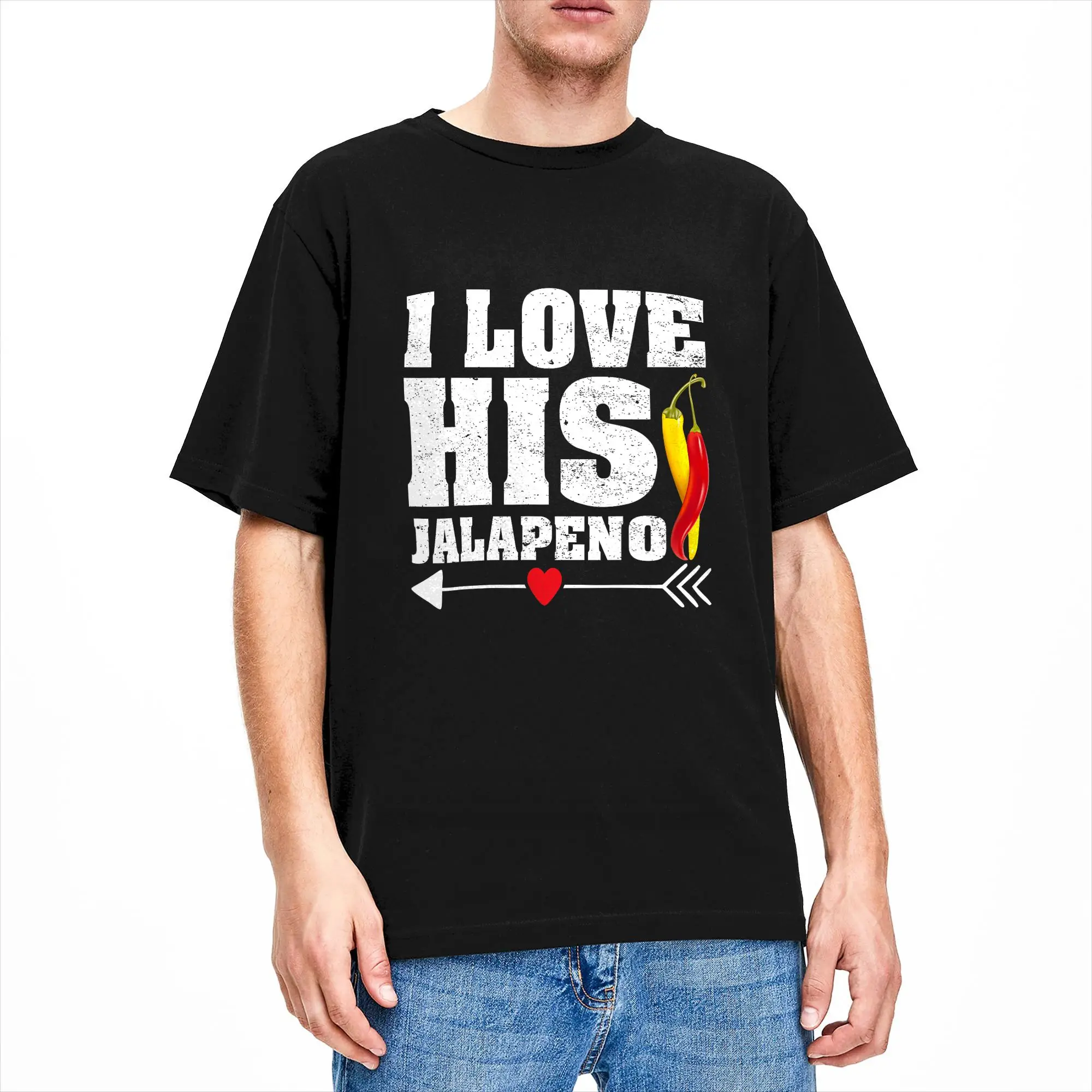 I Love His Jalapeno Matching Couples Cinco De Mayo Fiesta T-Shirt Summer  Cotton T-Shirts For Men Casual Tshirt Short Sleeve