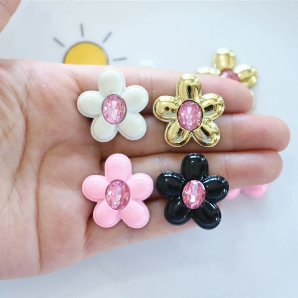 10pcs Cute Cartoon Kawaii gold black pink white flower Series Flat Back Resin DIY Scrapbooking Cabochons Decoration Accessories
