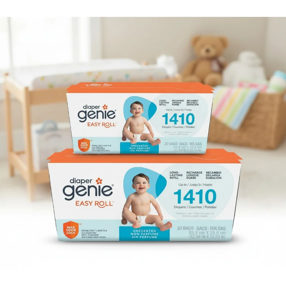 

Easy Roll Diaper Pail Refill (2-Pack) | 30 Bags | Holds 1410 Newborn Diapers | Odor Control