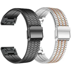 Quick Fit Metal Strap for Garmin Watch Fenix 6 7 Pro 5 Plus 5s 6s 7s 3HR 26mm 22mm 945 No Gaps Stainless Steel Curved End Band