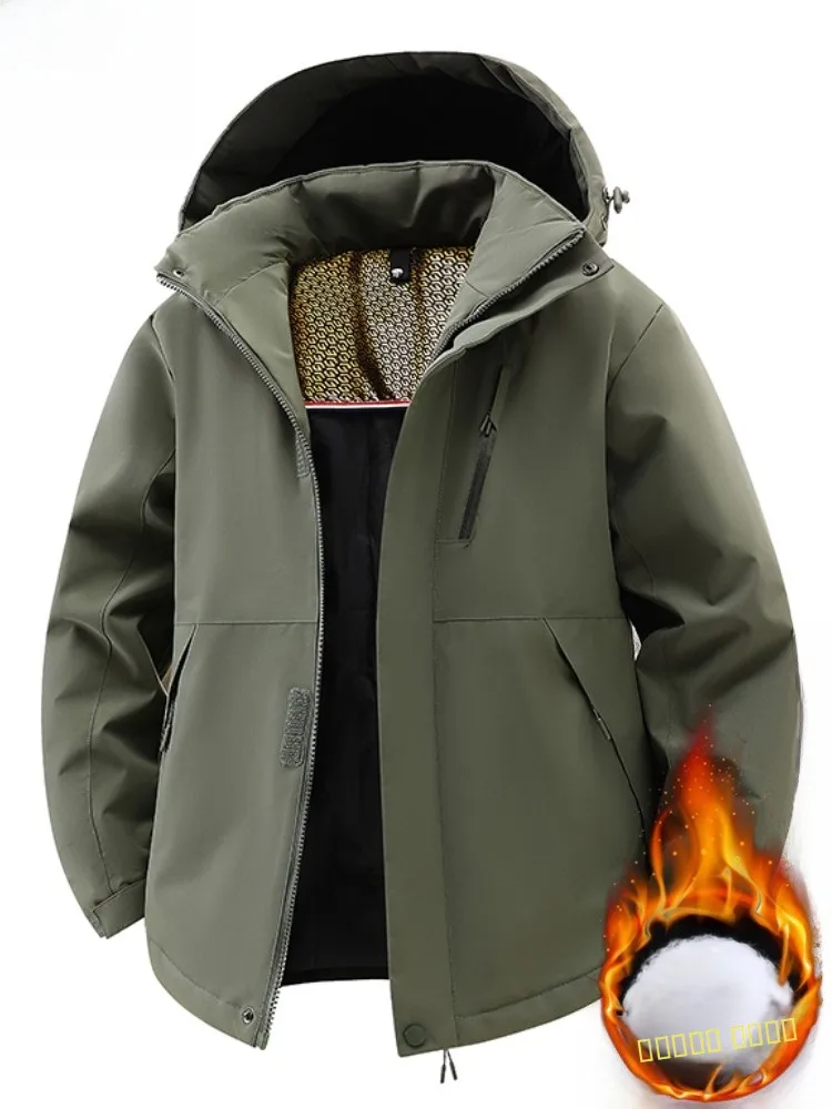 

Paul Men's Winter Thiened aphene down Cotton Jaet Hooded Durable Wear-resistant Youth Casual Long Sve Zipper Closure