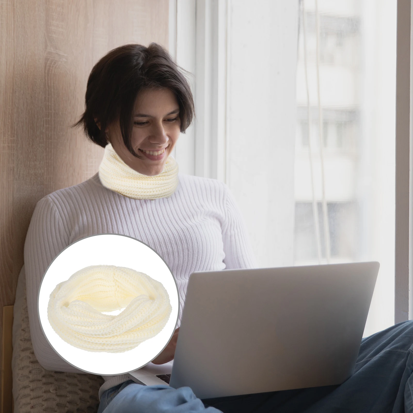 

Warm Knit Wool Blend Winter Wool Woven Scraf Scarf Loop Shawl Thick Neckerchief For Knitted Scarf Men Women