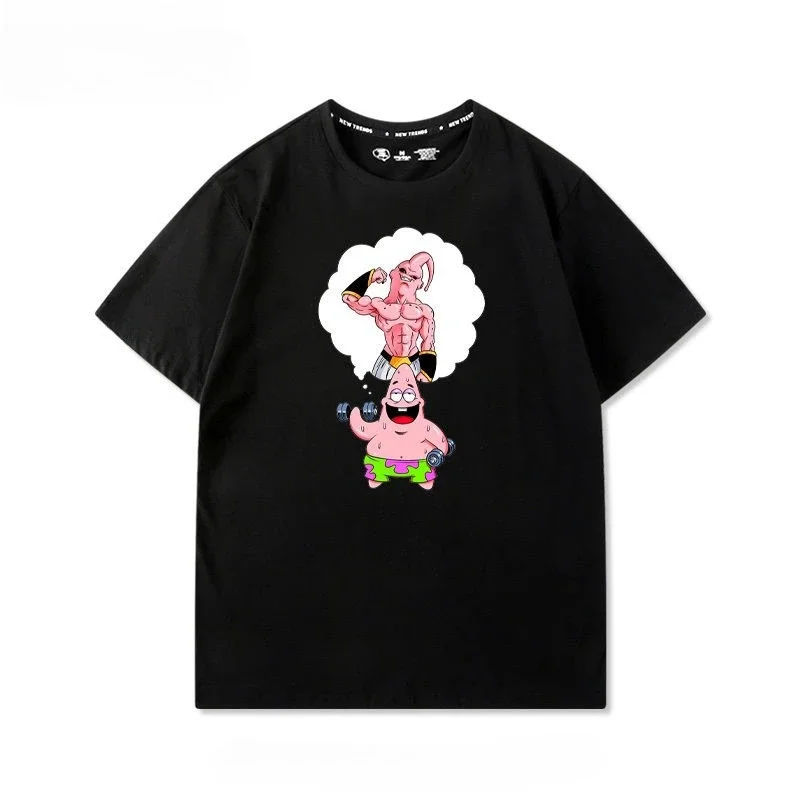 

SpongeBob SquarePants Patrick Star Joint Gym Loose Summer Cotton Short Sleeve Men's and Women's T-Shirts Fashion Trend Top Y2K