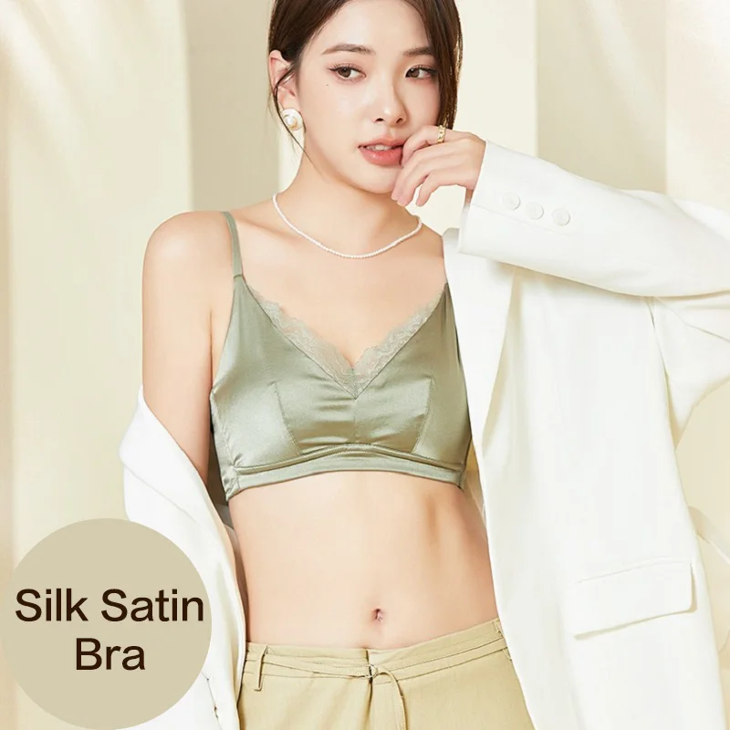 New Silk Satin Bras for Women Wireless Ultra-thin Silk Lingerie Sexy Bra Lencería Mujer Sexy Push Up Brazieres Mujeres Bralette