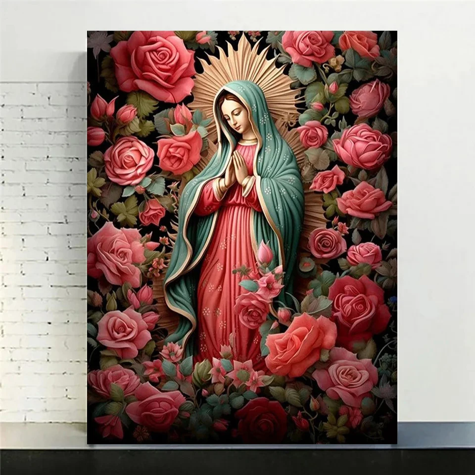 Virgin Mary Christian 5DDIY Diamond Painting Fancy Wall Stickers Embroidery Living Room Decoration Aesthetic Art Mural