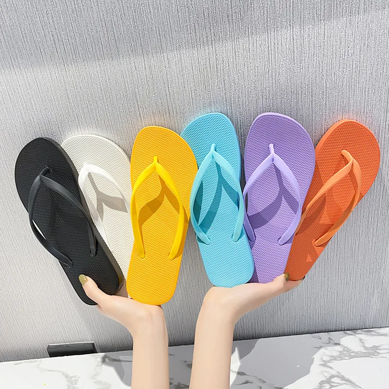 Women Summer Slippers Soft PVC Couples Beach Flip Flops Solid Color Slip-on Shoes Female Male Fashion Slides Footwear