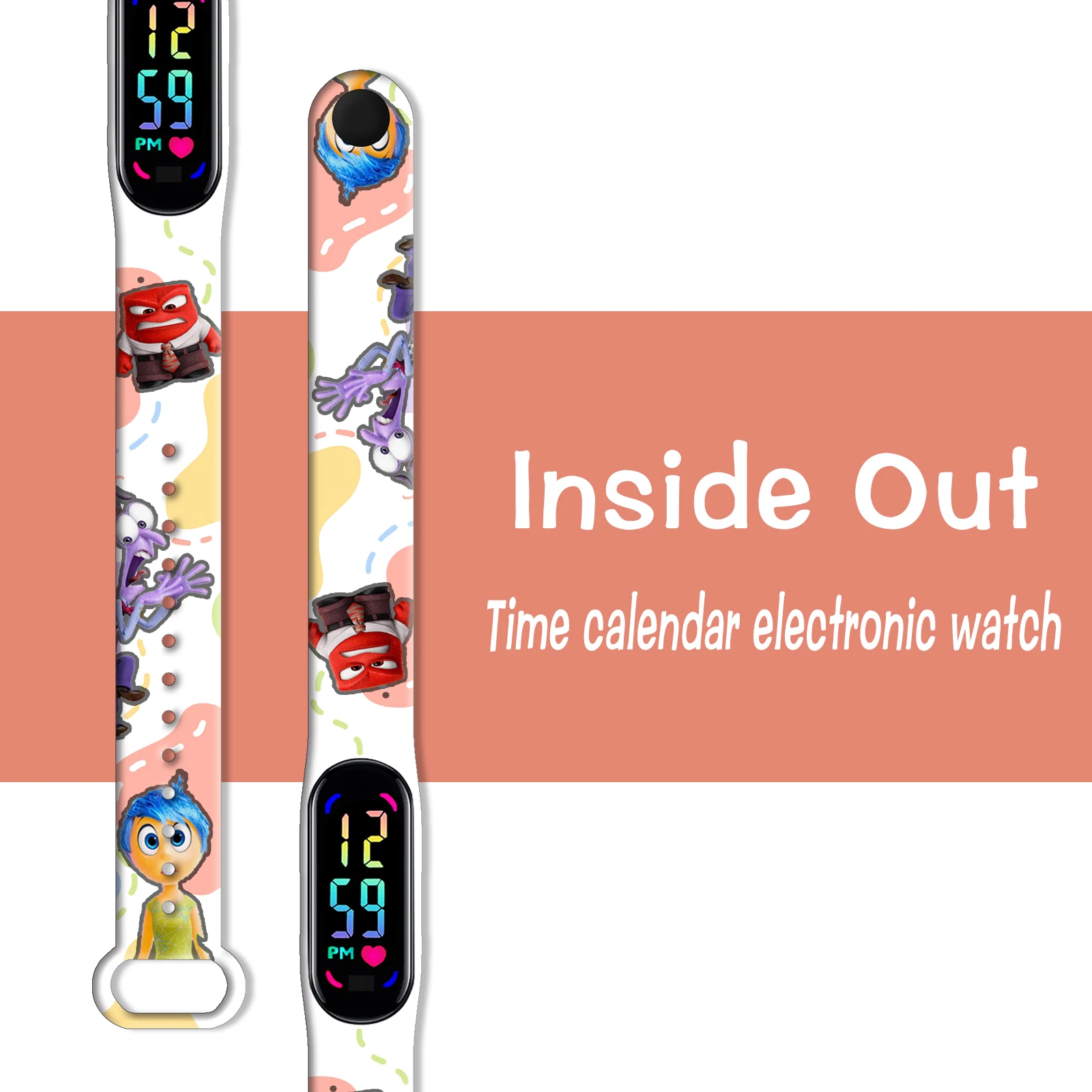 

Disney Cute Inside Out Printed Band for Xiaomi Mi Band 10, Slim Soft Silicone Replacement Strap Watchband Wristband Accessories