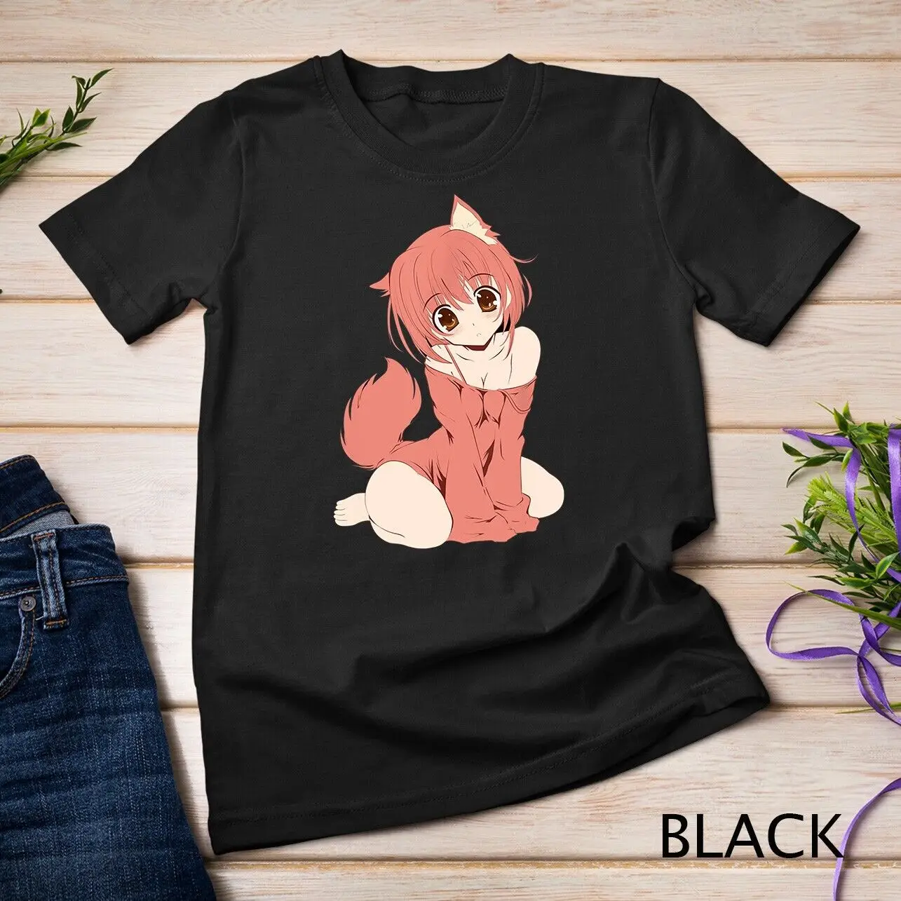 Japanese Anime Persian Cat Girl Cute Manga Otaku Catgirl T-Shirt Unisex T-shirt