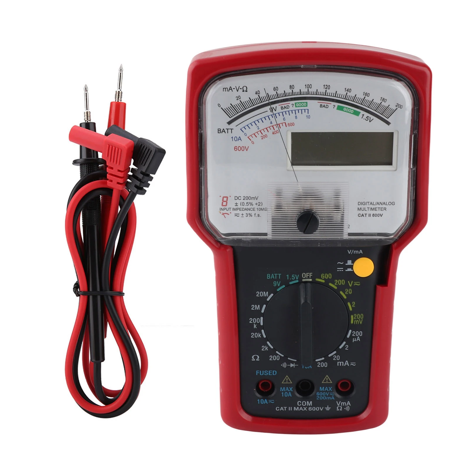 

Цифровой мультиметр 2в1 с двойным дисплеем, большой экран цифрового дисплея, высокоточные измерения, многофункциональный аналоговый мультиметр